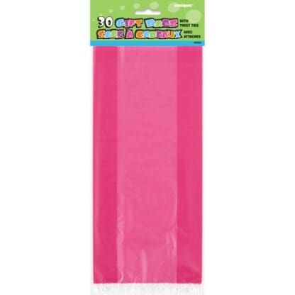 Plastic Cellophane Bags, 11 X 5 in, Hot Pink, 30ct