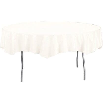 White Octy Round Tablecloth, Round Table Cover, 82"