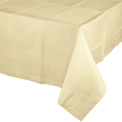 Tissue Tablecover, 54" X 108", Poly Backing, Ivory, 1 Ct