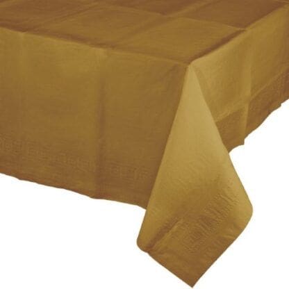 Tissue Tablecover, 54" X 108", Poly Backing, Glittering Gold, 1 Ct