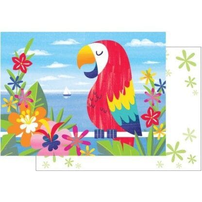 Lush Luau Parrot Flora 8 Ct Invitation Postcards