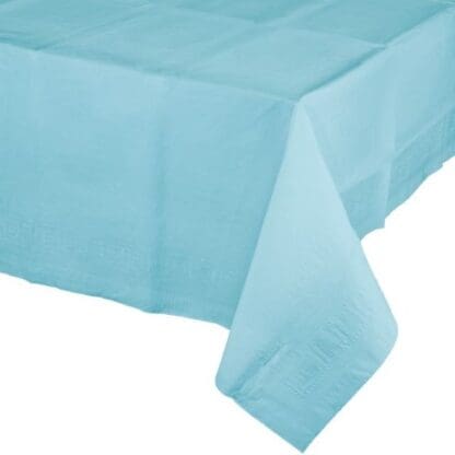 Tissue Tablecover, 54" X 108", Poly Backing, Pastel Blue, 1 Ct