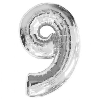 26 in. Number 9 Silver Super Shape Foil Balloons