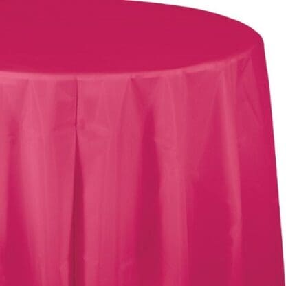 Plastic Tablecover, Octy Round, 82", Hot Magenta, 1 Ct