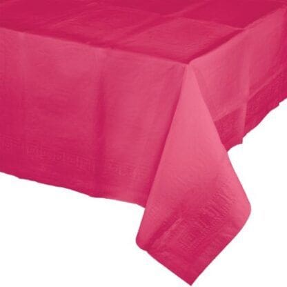 Tissue Tablecover, 54" X 108", Poly Backing, Hot Magenta, 1 Ct