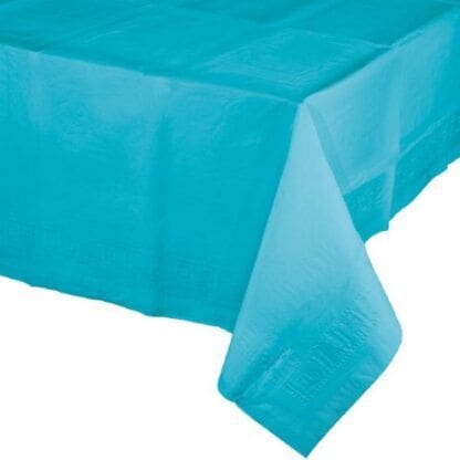 Tissue Tablecover, 54" X 108", Poly Backing, Bermuda Blue, 1 Ct