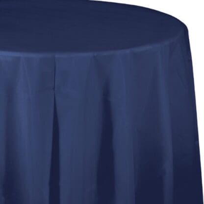 Plastic Tablecover, Octy Round, 82", Navy, 1 Ct