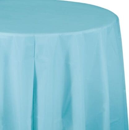 Plastic Tablecover, Octy Round, 82", Pastel Blue, 1 Ct