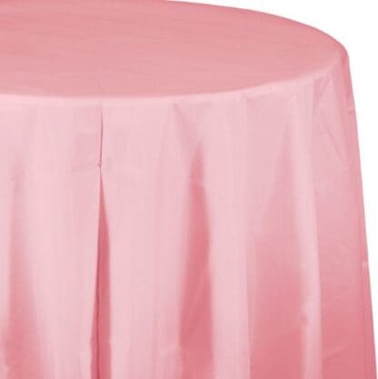 Plastic Tablecover, Octy Round, 82", Classic Pink, 1 Ct