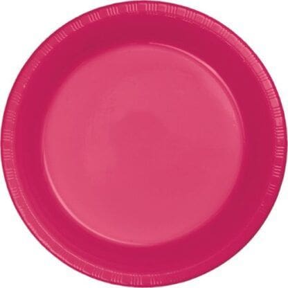 Plastic Lunch Plate, 7", Hot Magenta, 20 Ct