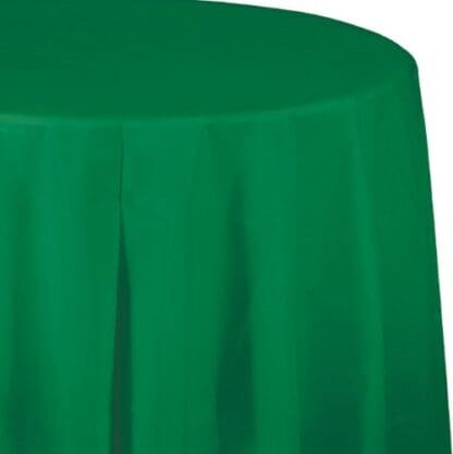 Plastic Tablecover, Octy Round, 82", Emerald Green, 1 Ct