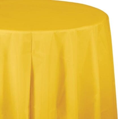 School Bus Yellow, Yellow, Round Plastic Tablecover