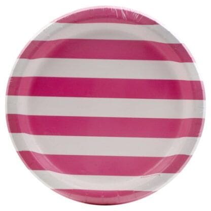 Creative Converting Dots & Stripes Candy Pink Paper Plates, 8 Ct