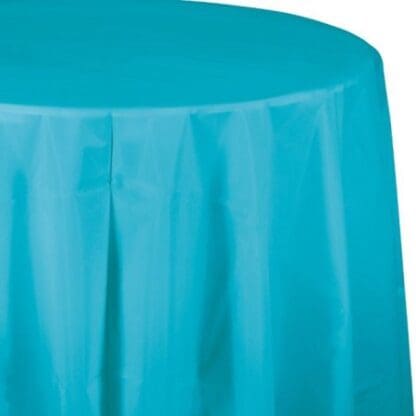 Plastic Tablecover, Octy Round, 82", Bermuda Blue, 1 Ct