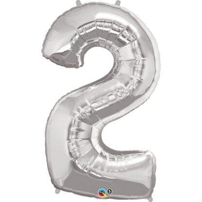 43" Number 2 Silver Balloon - Image 4