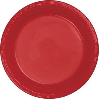 Classic Red Plastic Dessert Plates, 20-Pack