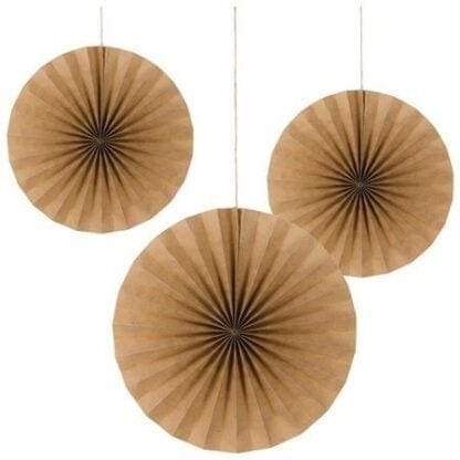 Kraft Paper Fans, 3pk