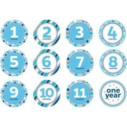 Blue and White Glittering Boy Birthday Numeric Stickers 6'