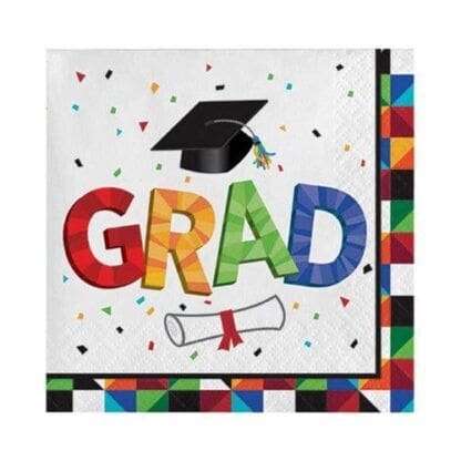 36 Count Paper Beverage Napkins for Graduation Party, Fractal Fun - Image 2