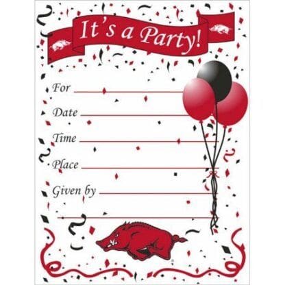 Arkansas Razorbacks Party Invitations and Envelopes