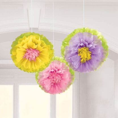 Spring Flower Fluffy Hanging Decor - Set of Three