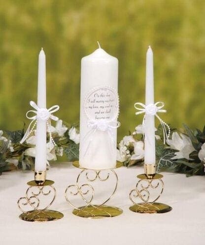 Unity Candle Set with Verse - Pearl Finish