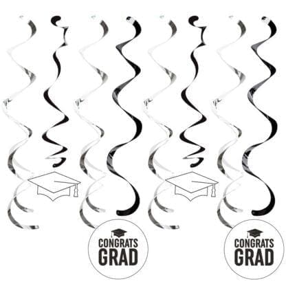 White Graduation Dizzy Danglers, 8 Pk