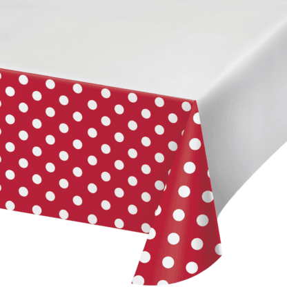 Dots & Stripes Classic Red Plastic Tablecloth