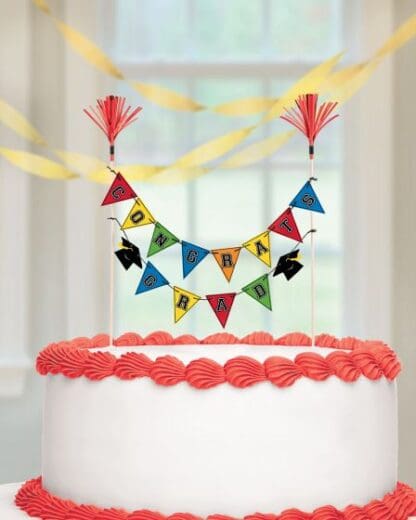 100042 10 X 14 in. Hip Hip Hooray Graduation Pennant Banner Cake Topper