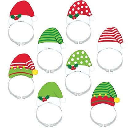 Adult Women's Santa Hat Headbands 8ct Multi-Colored