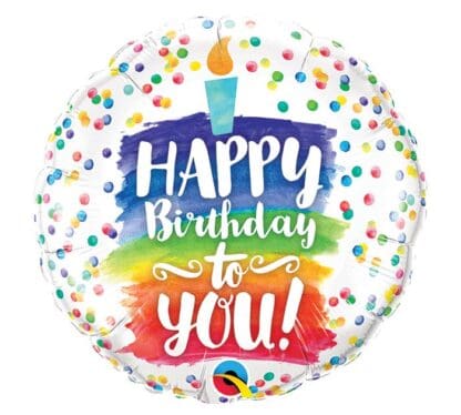 18 in. Happy Birthday to You Rainbow Cake Flat Foil Balloon -