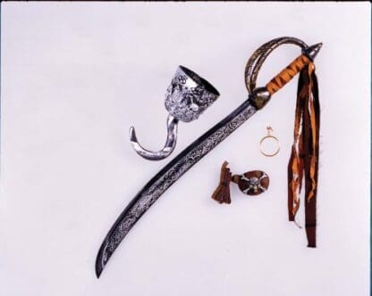 Caribbean Pirate Hook Sword Accessory Kit Realistic Antiqued Costume Design Fun World - All