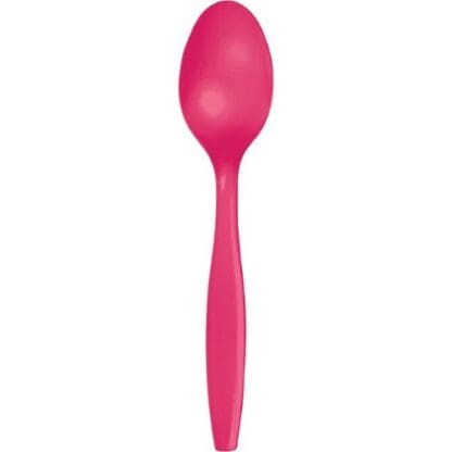 Touch of Color Premium Plastic Spoons, Hot Magenta, 24 Ct