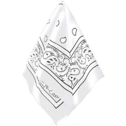 White Paisley Bandana, 20in X White