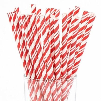 Creative Converting Paper Red/White Stripe Straws, 24 Straws