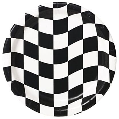 Creative Converting 8 Count Round Dinner Plates, Black and White Check - Image 2