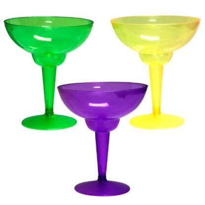 1 - Party Essentials 12 Oz. 2 Pc. Margarita Glasses - Mardi Gras 12 Ct.