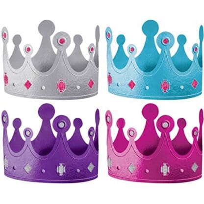 Fancy Purple and Teal Crowns Party Supplies, Purple and Teal, 5 1/4" X 22 1/2", 12ct