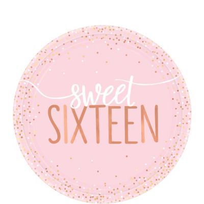 Sweet 16 'Blush' Small Paper Plates (8ct) - The Party Place - Fort Smith